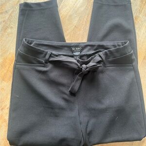 SOHO Black Tie-Waist Pants, Cropped Womens Large